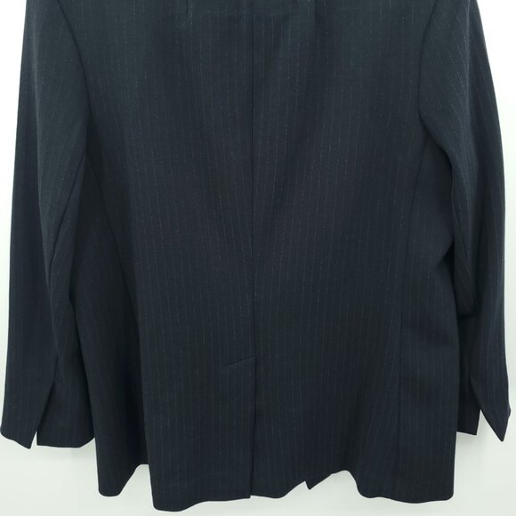 Spanx Collarless Oversize Ponte Knit Blazer L Navy Blue Pinstripe - Picture 12 of 16